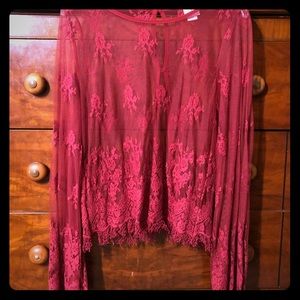 Daytrip Maroon Lace Long Sleeve